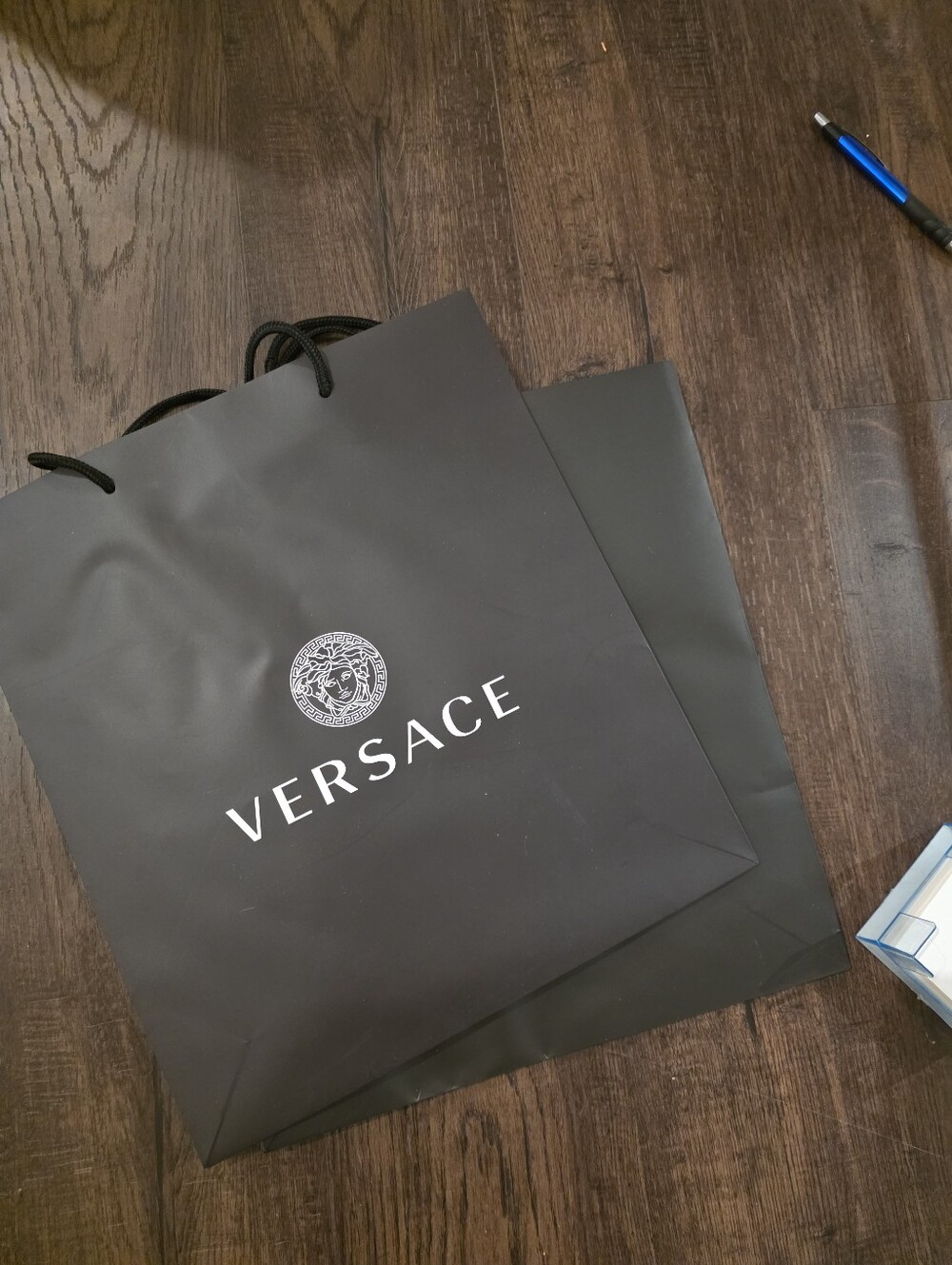 Versace Black Shopping Tote with Logo